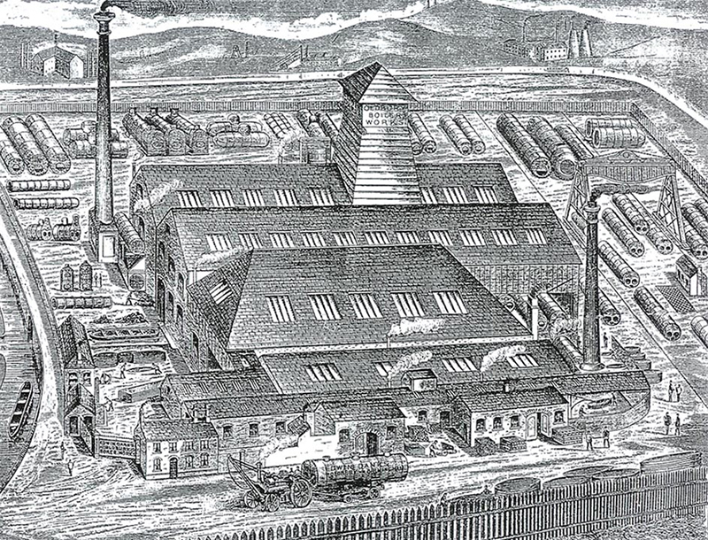 Fig 1 - Etching of Oldbury Boiler Works (Circa 1890).